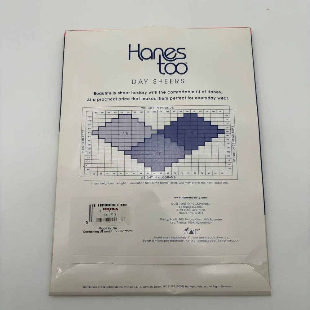 Hanes Too‎ Day Sheer Control Top Sandalfoot Pantyhose Travel Buff Size EF 137